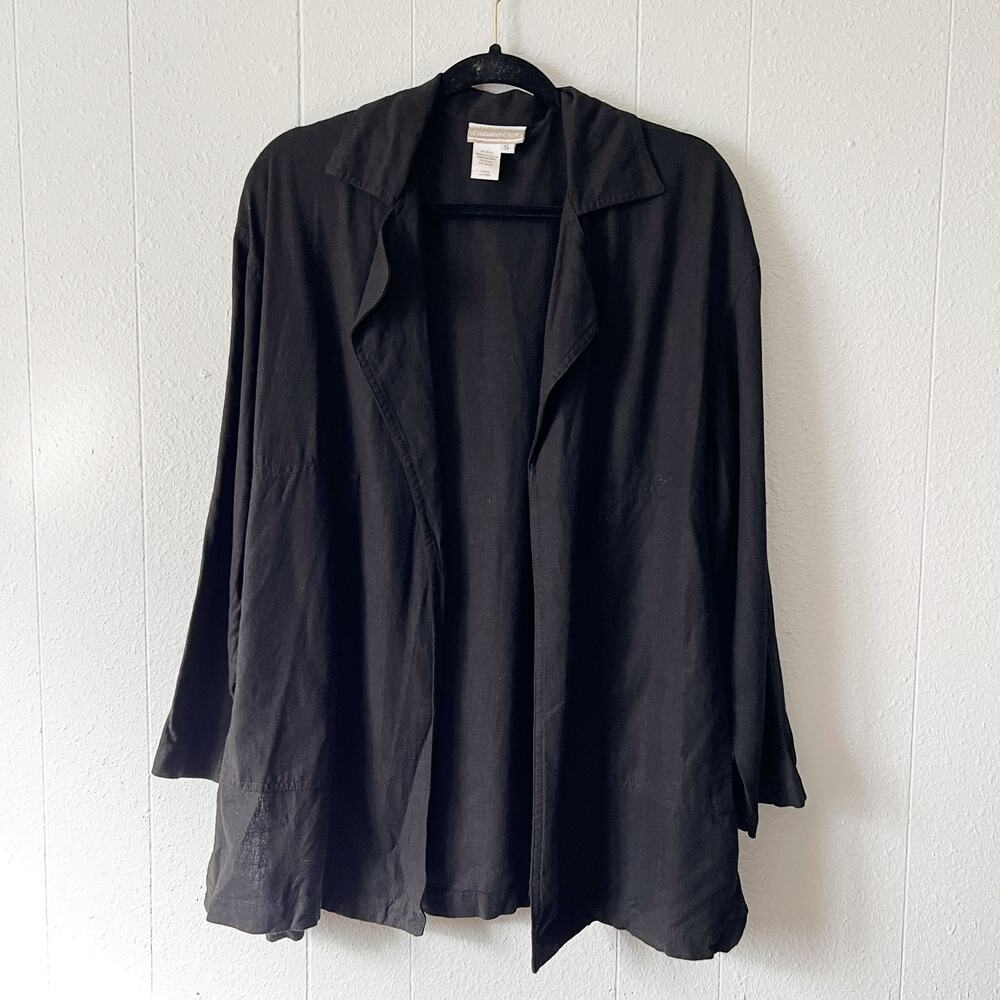 Coldwater Creek Womens Blazer Small Linen Blend Oversized Beachy Career Office